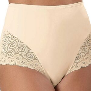 Bali 2 Pack Tummy Solutions Lace Trimmed Microfiber Briefs Beige Size M